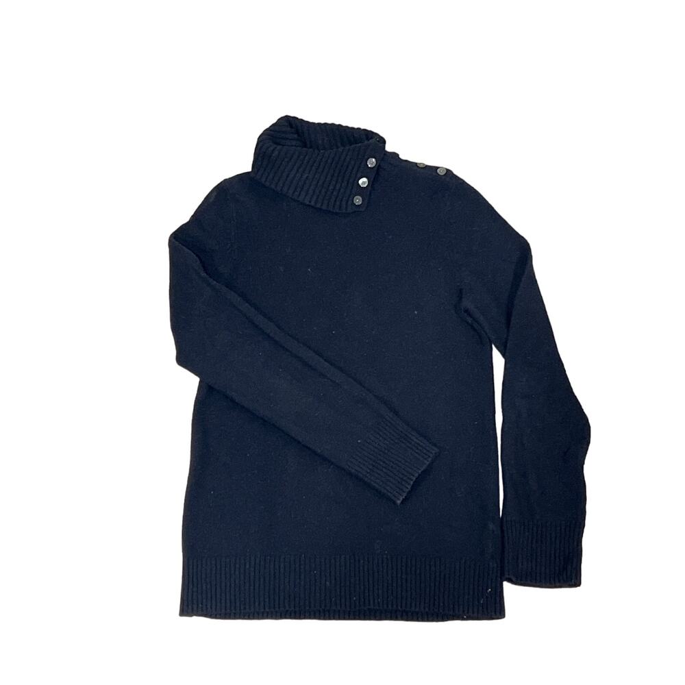 Gap, Black Asymetrical Button Turtleneck Sweater,‎ Size XS, KB161